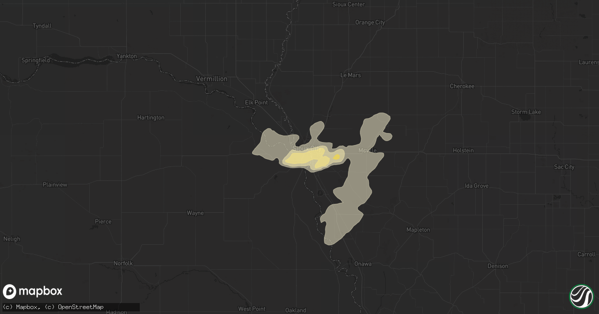 Hail map in South Sioux City, NE on July 27, 2015