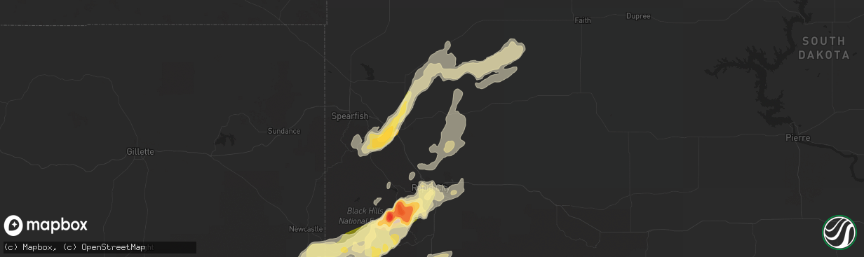 Hail map in Sturgis, SD on July 27, 2015