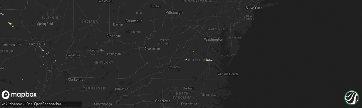 Hail map in Virginia on July 27, 2015