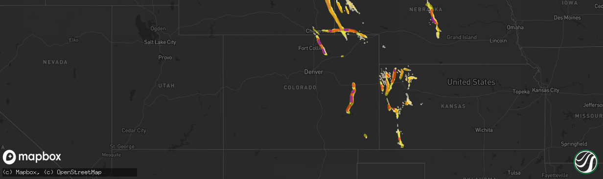 Hail map in Colorado on July 27, 2016