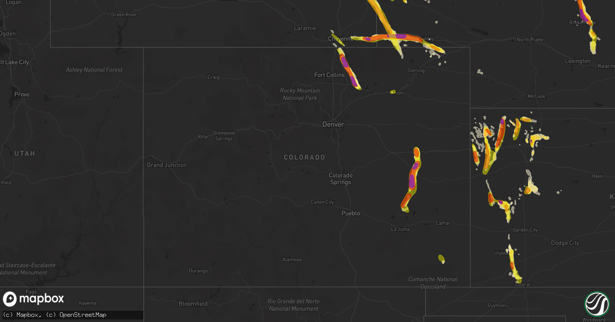 Hail map in Colorado on July 27, 2016