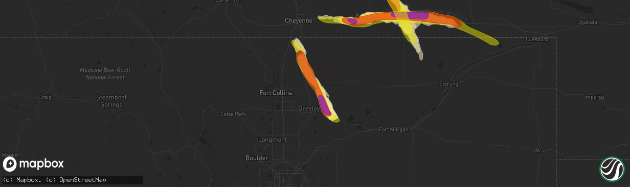 Hail map in Eaton, CO on July 27, 2016