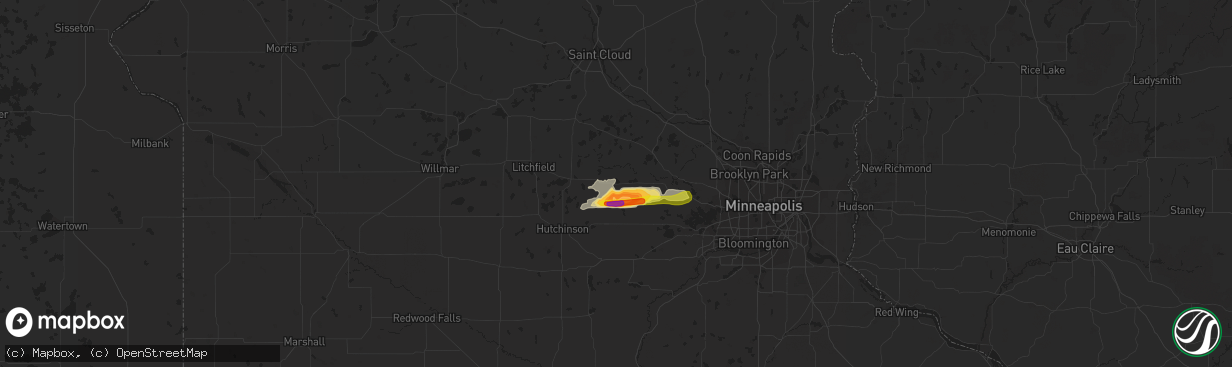 Hail map in Howard Lake, MN on July 27, 2016