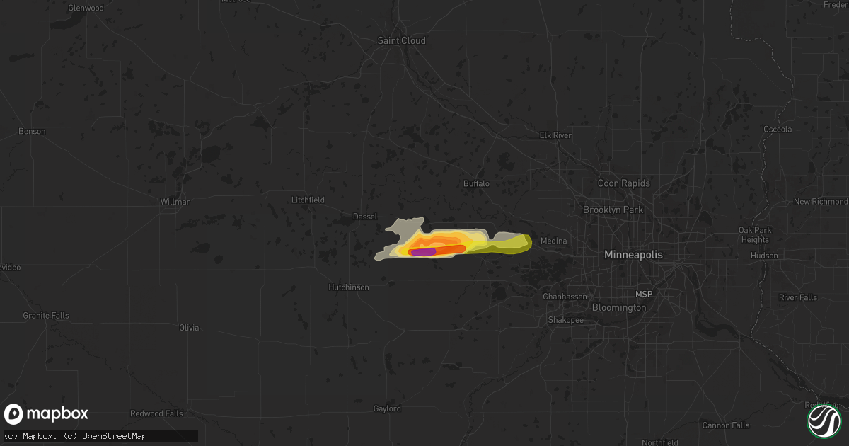 Hail map in Howard Lake, MN on July 27, 2016