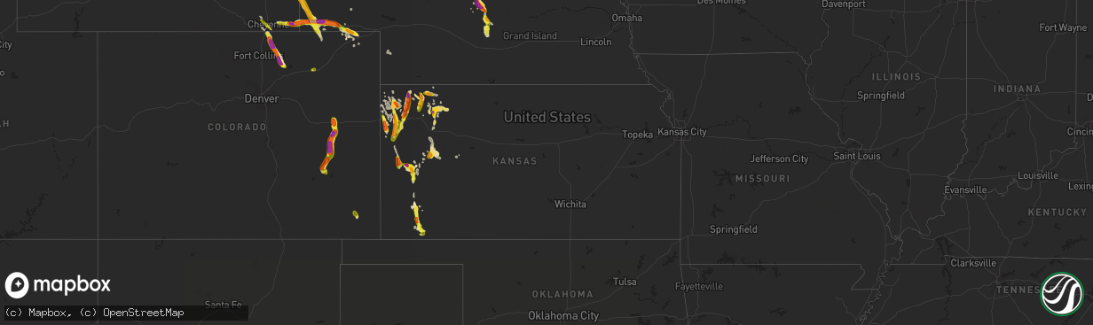 Hail map in Kansas on July 27, 2016