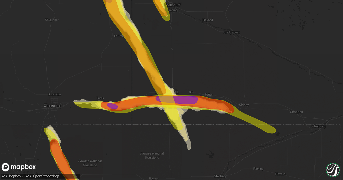Hail map in Kimball, NE on July 27, 2016