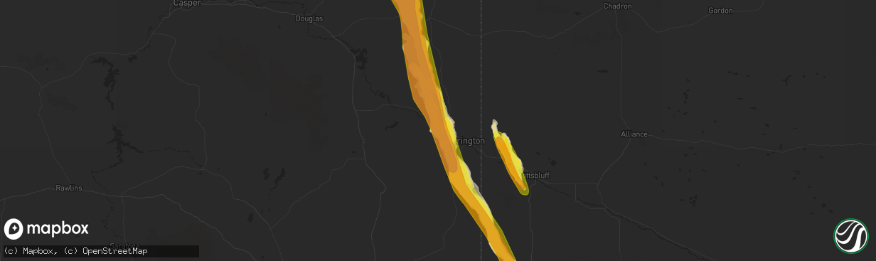 Hail map in Lingle, WY on July 27, 2016