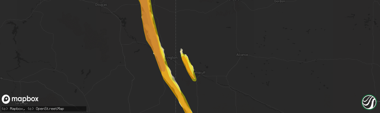 Hail map in Mitchell, NE on July 27, 2016