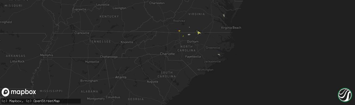 Hail map in North Carolina on July 27, 2016