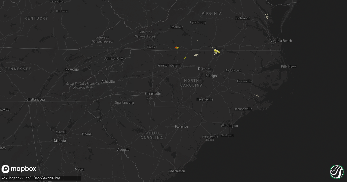Hail map in North Carolina on July 27, 2016