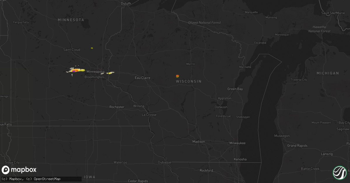 Hail map in Wisconsin on July 27, 2016