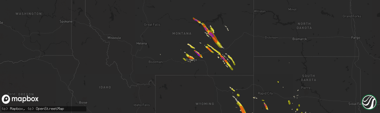 Hail map on July 27, 2016