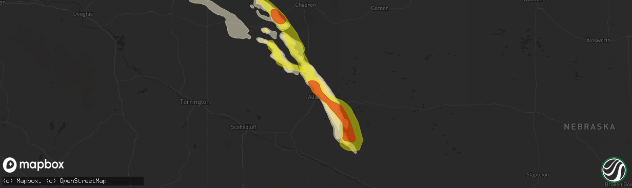 Hail map in Alliance, NE on July 27, 2017