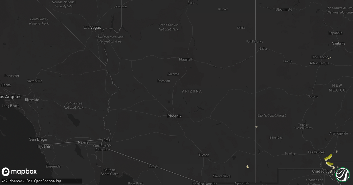Hail map in Arizona on July 27, 2017