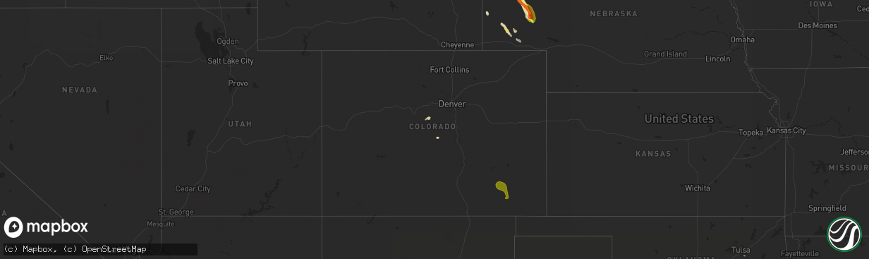 Hail map in Colorado on July 27, 2017