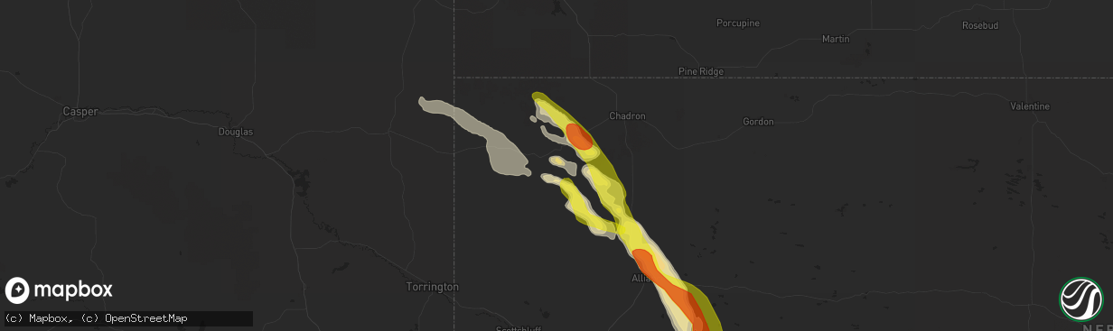 Hail map in Crawford, NE on July 27, 2017