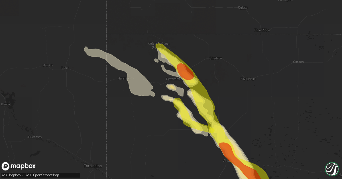 Hail map in Crawford, NE on July 27, 2017