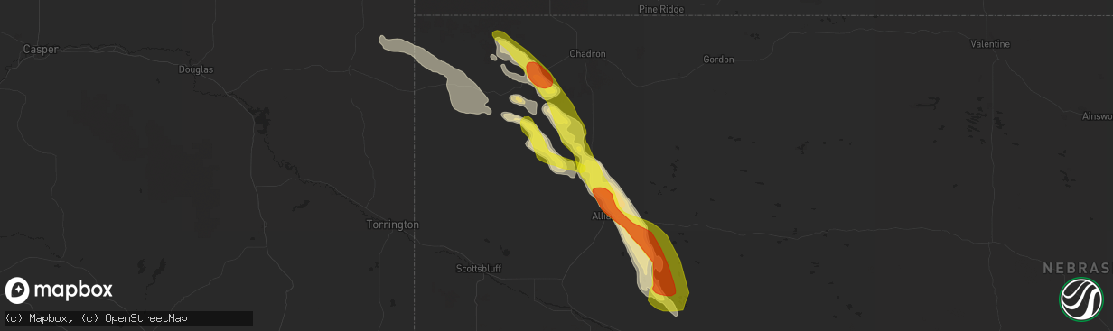 Hail map in Hemingford, NE on July 27, 2017