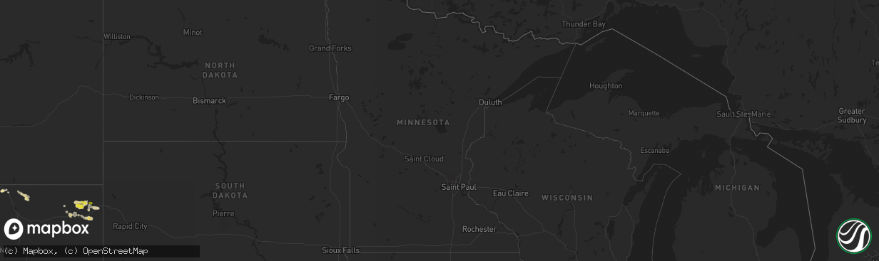 Hail map in Minnesota on July 27, 2017