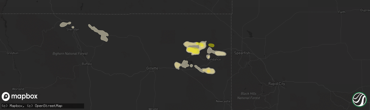 Hail map in Moorcroft, WY on July 27, 2017