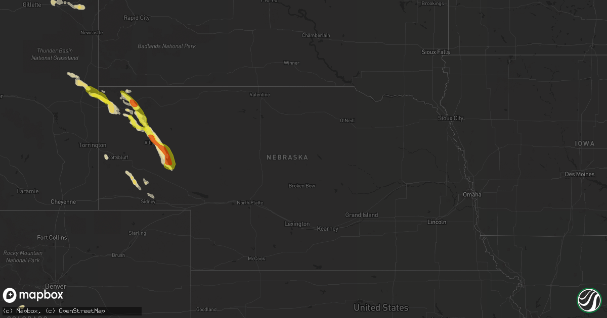 Hail map in Nebraska on July 27, 2017