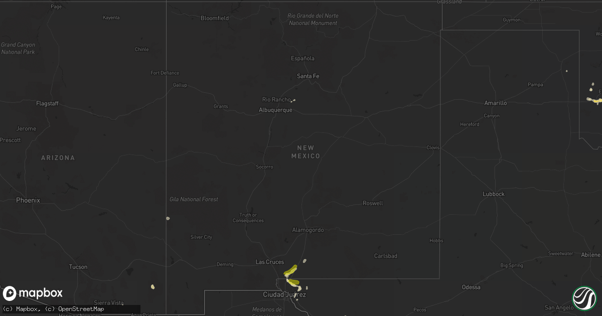 Hail map in New Mexico on July 27, 2017