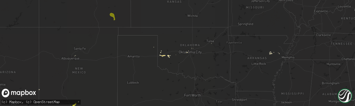 Hail map in Oklahoma on July 27, 2017