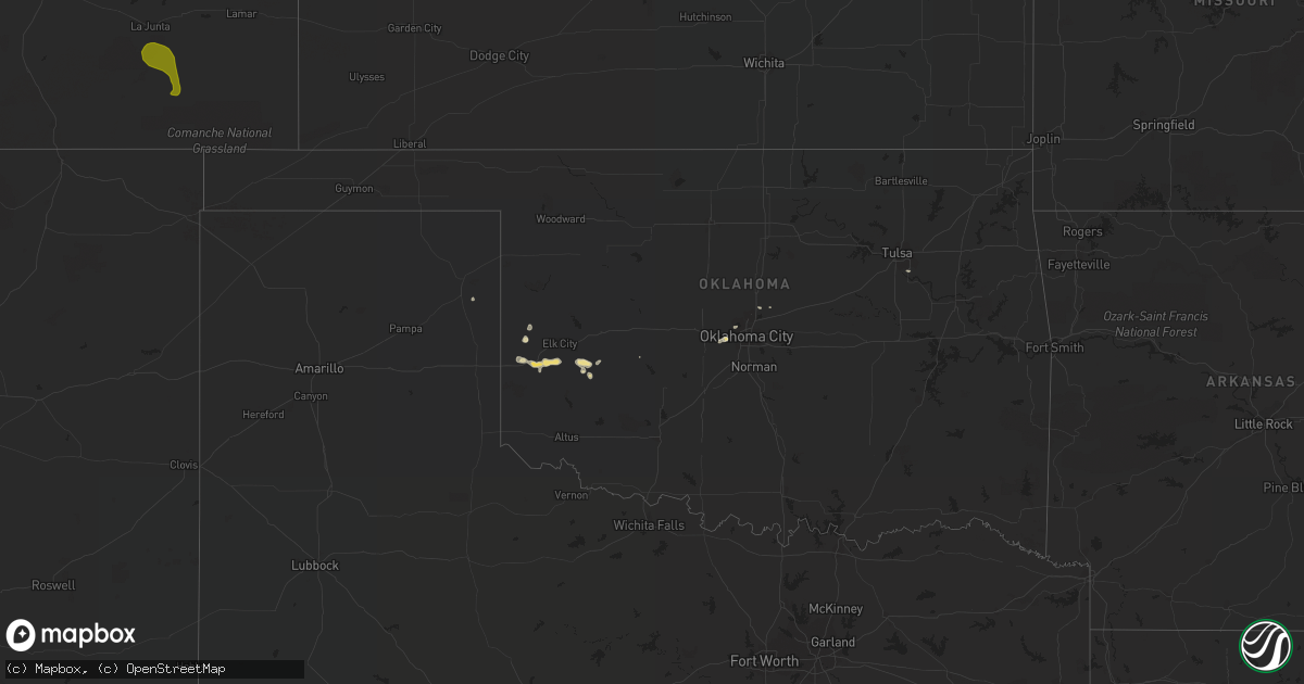 Hail map in Oklahoma on July 27, 2017
