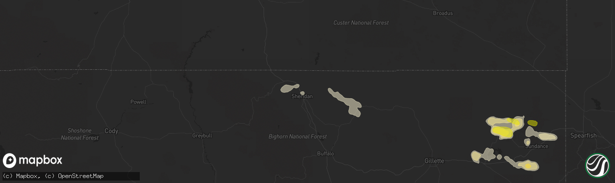 Hail map in Sheridan, WY on July 27, 2017