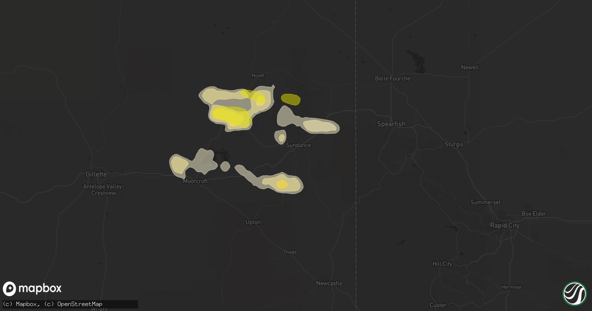 Hail map in Sundance, WY on July 27, 2017