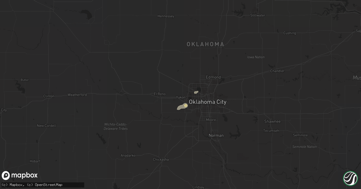 Hail map in Yukon, OK on July 27, 2017