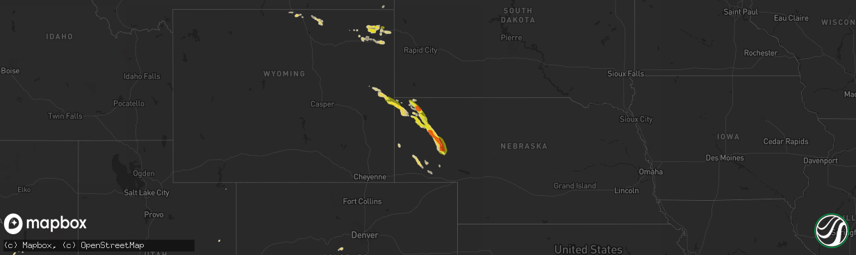 Hail map on July 27, 2017