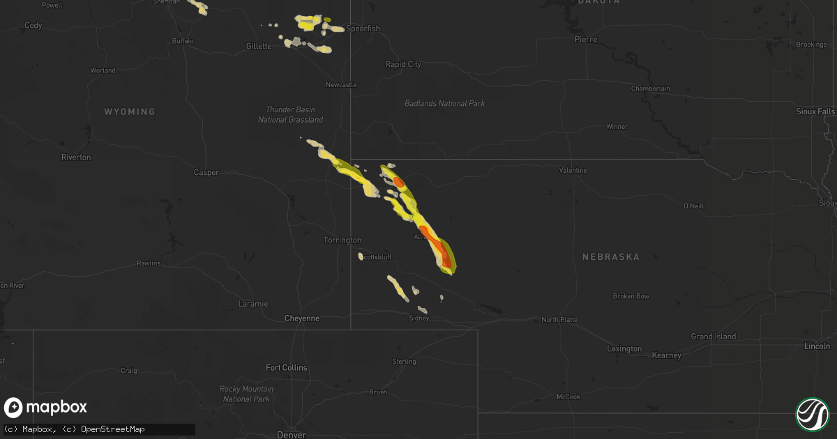 Hail map on July 27, 2017