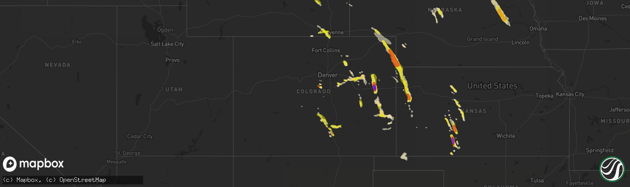 Hail map in Colorado on July 27, 2018