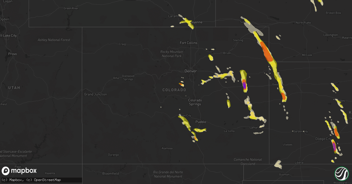 Hail map in Colorado on July 27, 2018