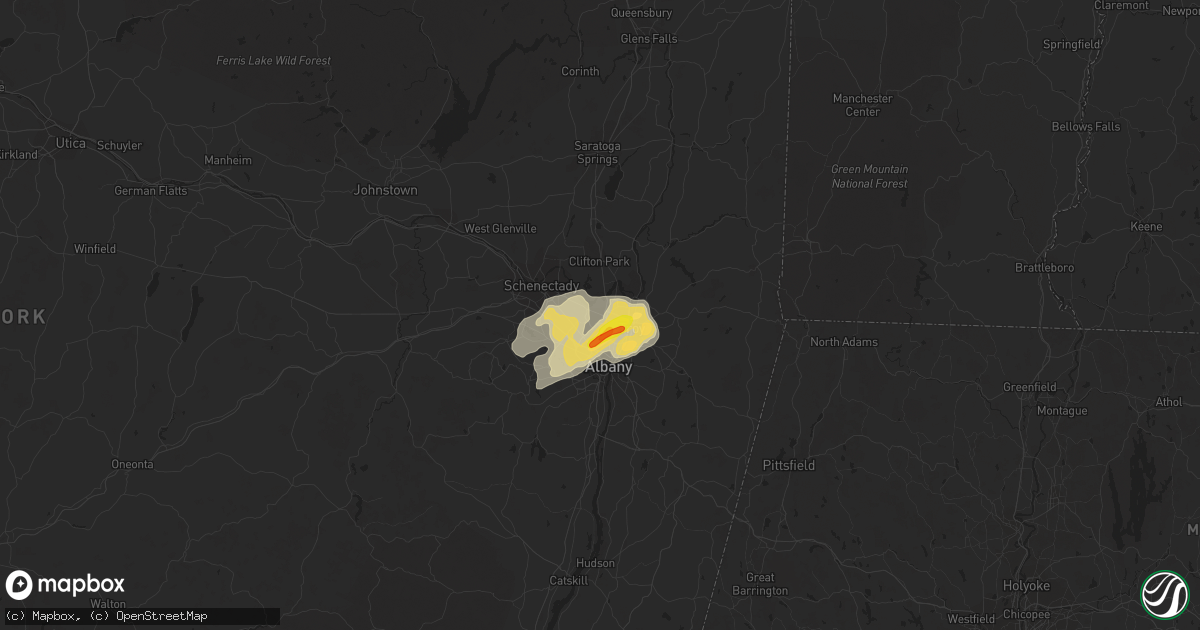 Hail map in Latham, NY on July 27, 2018