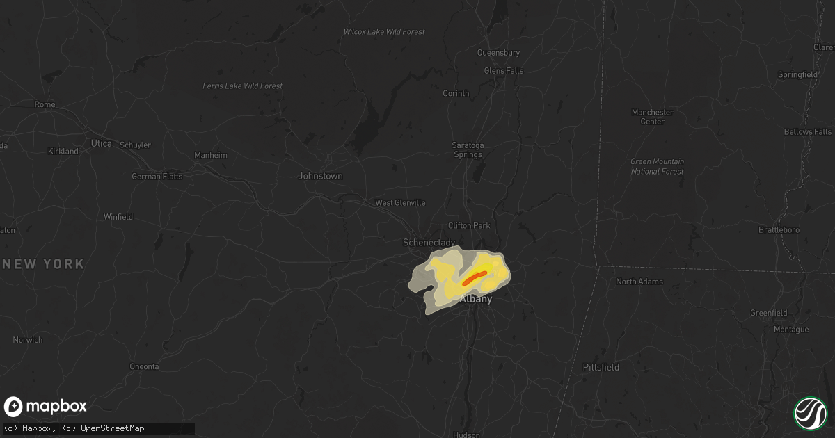 Hail map in Schenectady, NY on July 27, 2018