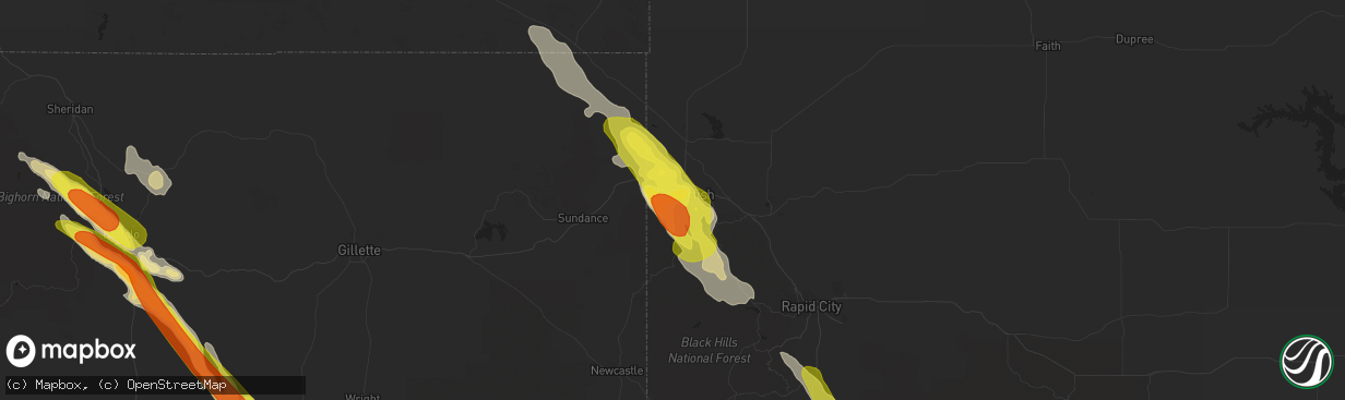 Hail map in Spearfish, SD on July 27, 2018