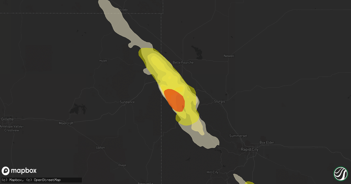 Hail map in Spearfish, SD on July 27, 2018