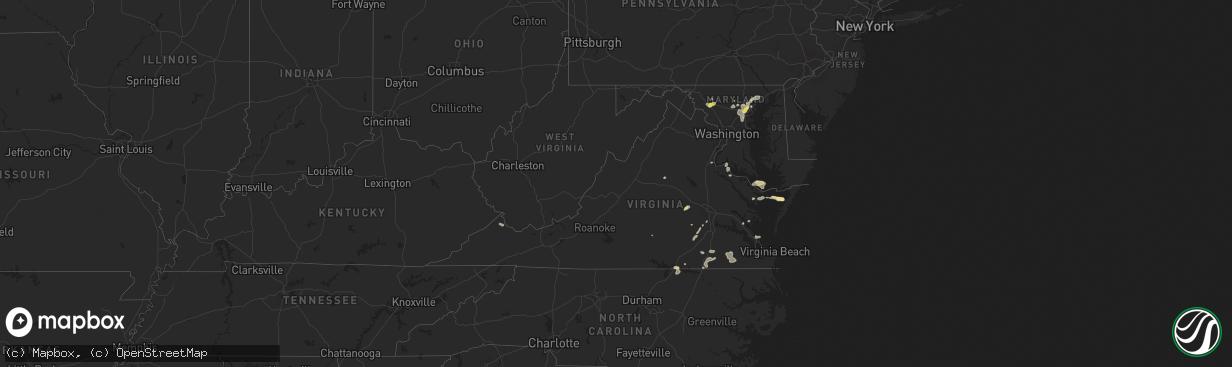 Hail map in Virginia on July 27, 2018