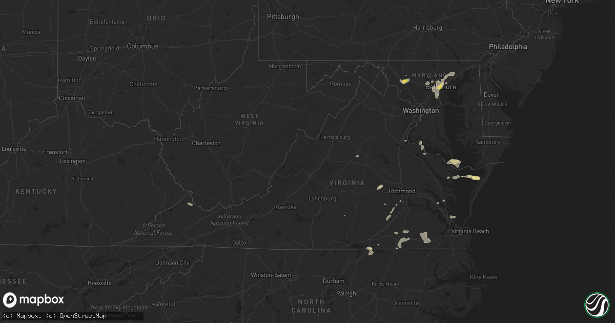 Hail map in Virginia on July 27, 2018