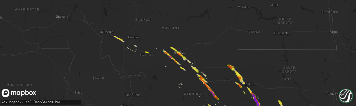 Hail map on July 27, 2018