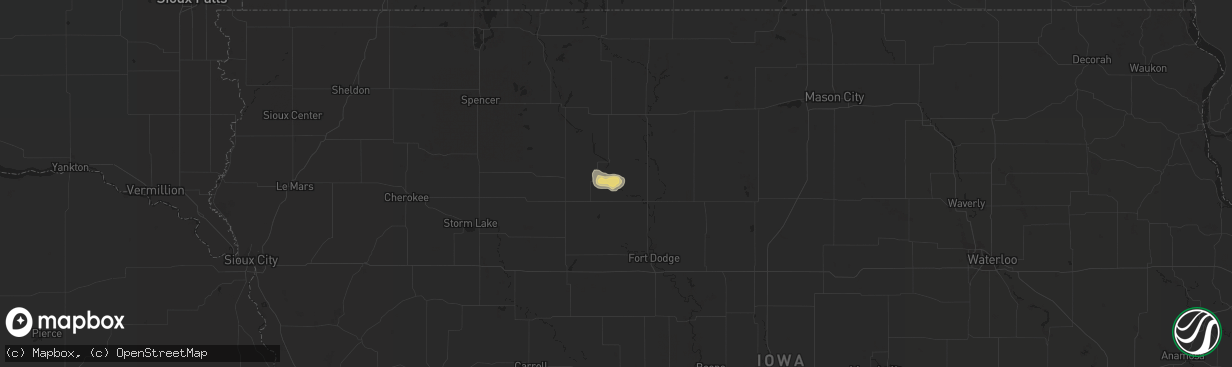 Hail map in Bradgate, IA on July 27, 2019