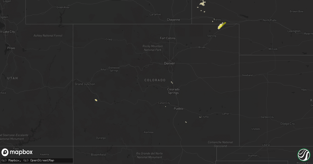 Hail map in Colorado on July 27, 2019