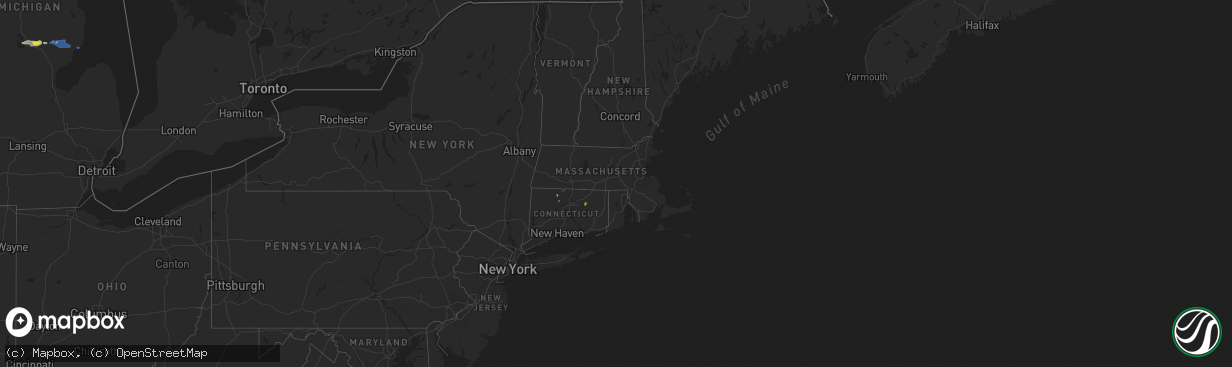 Hail map in Connecticut on July 27, 2019