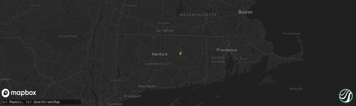 Hail map in Coventry, CT on July 27, 2019