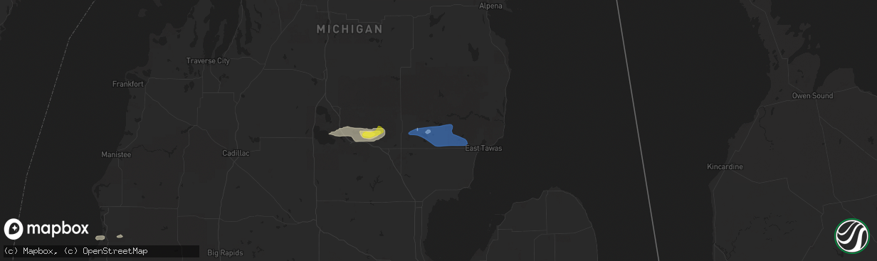 Hail map in Hale, MI on July 27, 2019