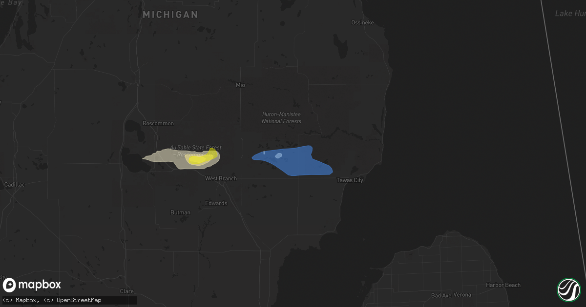 Hail map in Hale, MI on July 27, 2019