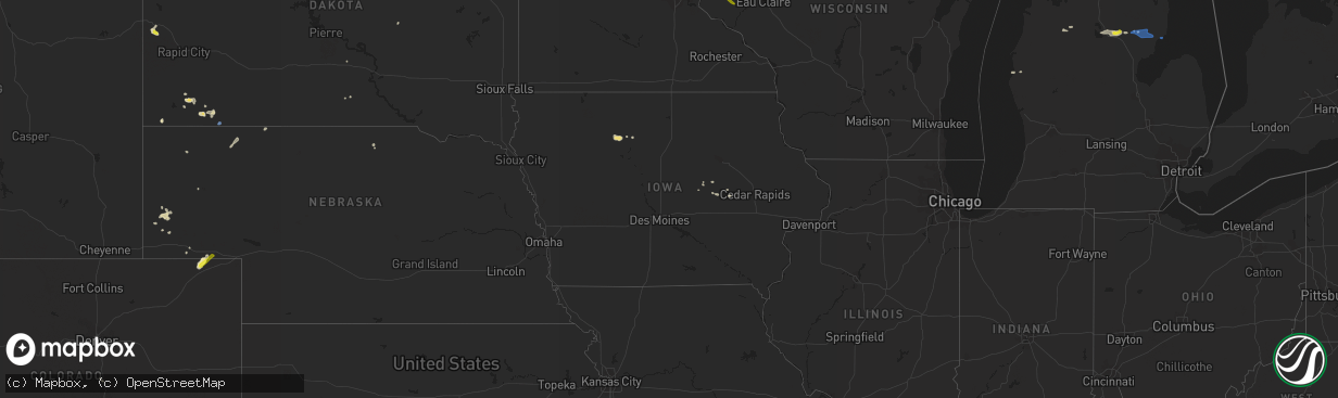 Hail map in Iowa on July 27, 2019