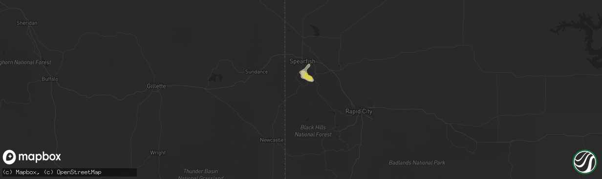 Hail map in Lead, SD on July 27, 2019